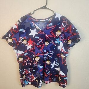 Wonder Woman Navy Star Scrib Top 2XL (5659)